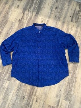 Robert Graham L/S Blue Jacquard Button Down Shirt NWOT Size 3XL